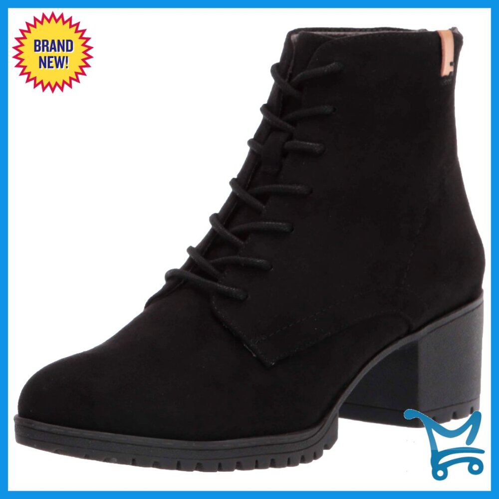 Women's Ankle Boots With Block Heel, Lace-Up Front, Recycled Materials